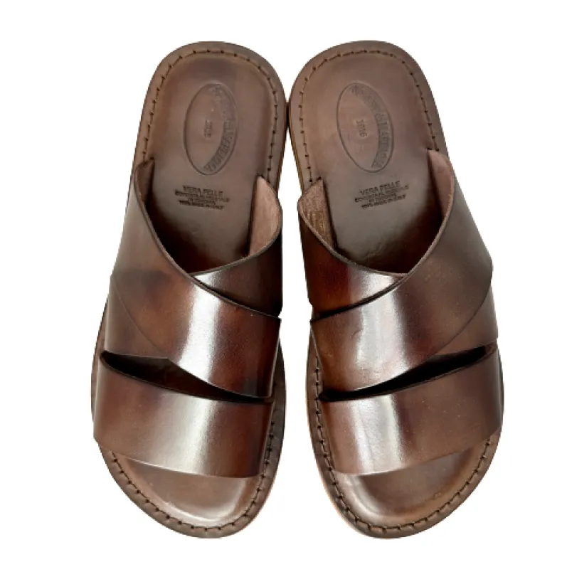 Dark Brown Leather Slipper Mod.7046