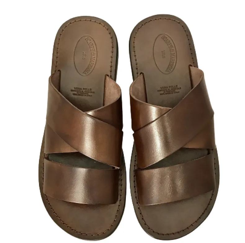 Dark Brown Leather Slipper Mod.7046