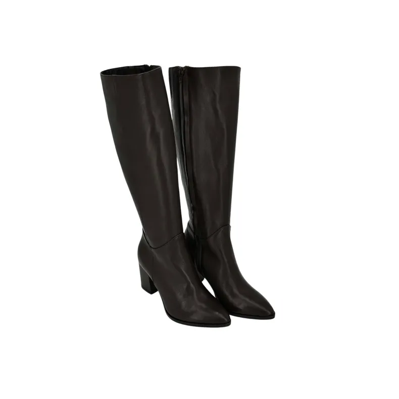 Dark Brown Leather Boot With Heel