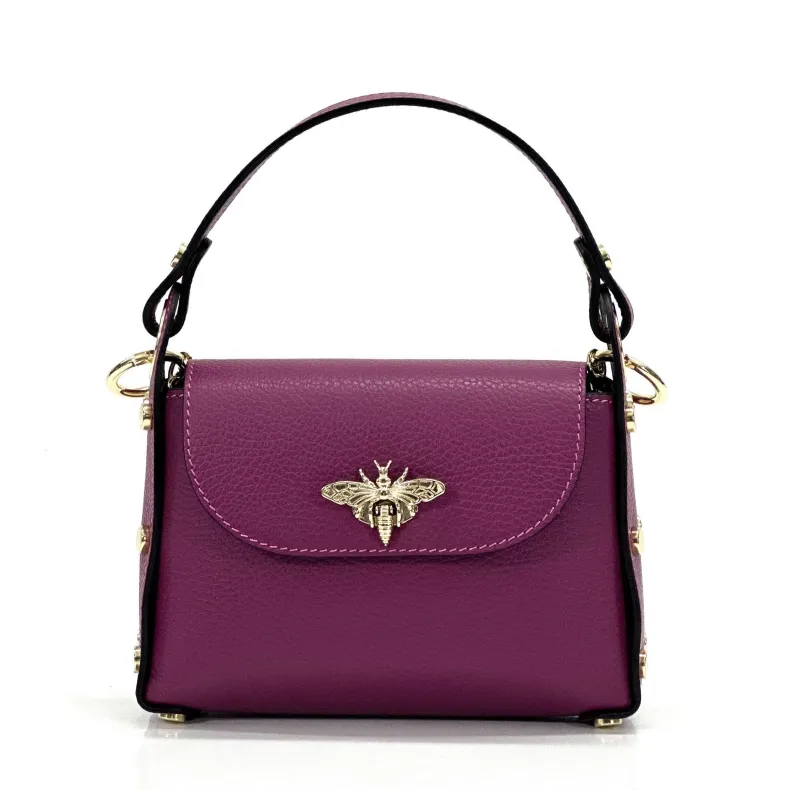 Elegant Calfskin Handbag With Dragonfly Closure