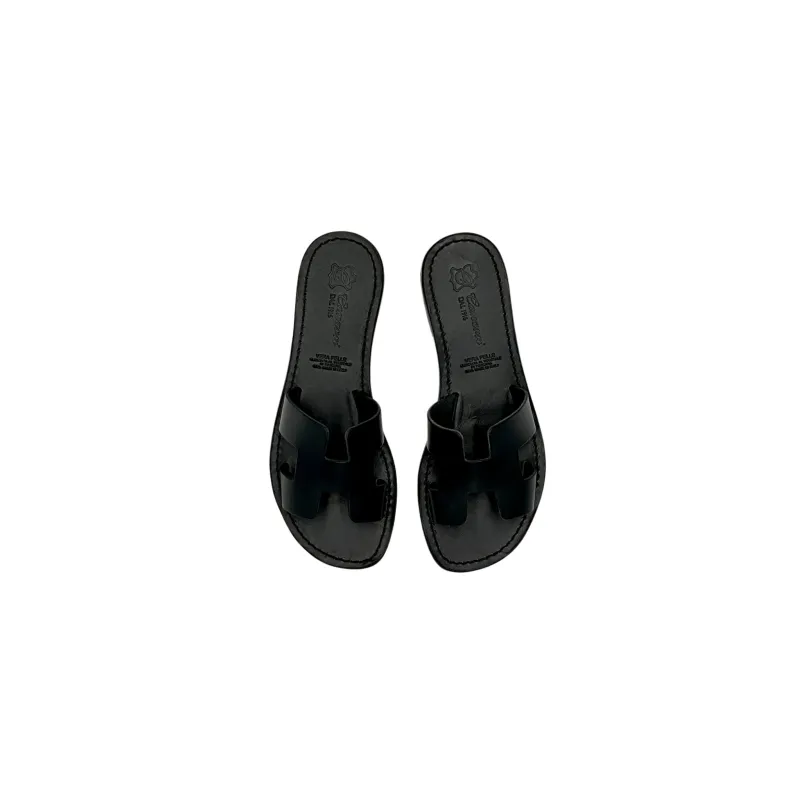 Elena – Black Leather Slipper Mod. Hermès