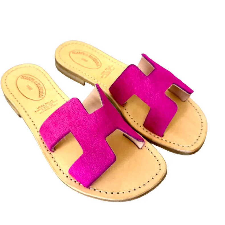 Elena – Fuchsia Leather And Ponyskin Slipper Mod. Hermès