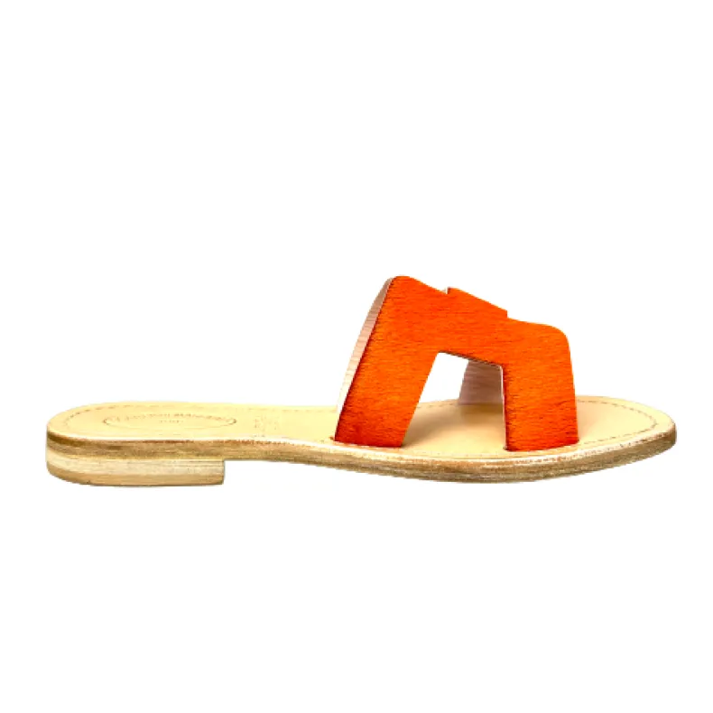 Elena – Orange Leather And Ponyskin Slipper Mod. Hermès