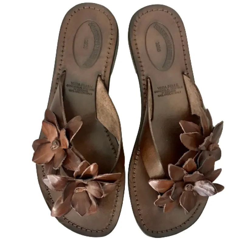Fabiola – Dark Brown Leather Flip Flop