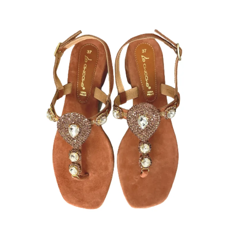 Flip Flop Jewel Sandal In Pink Coral Suede