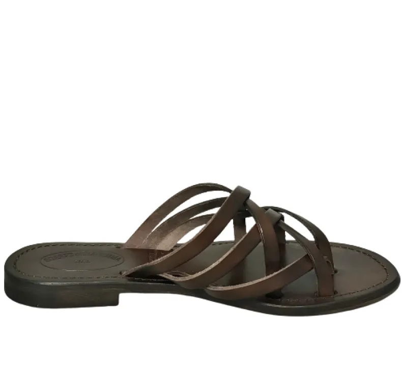 Flip-flop In Dark Brown Leather Mod. 4409