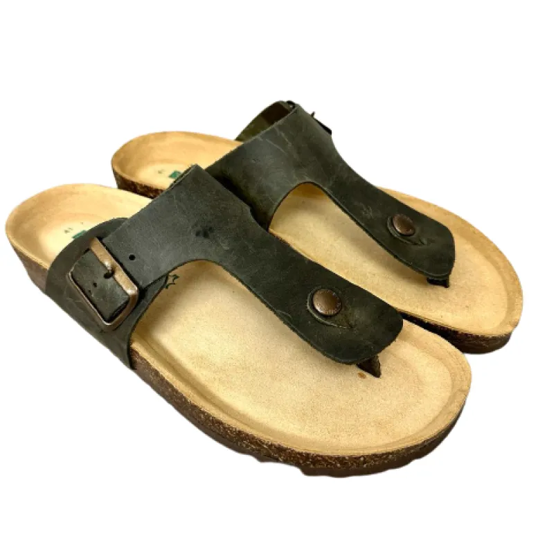 Flip-flop In Forest Green Bionatura Oiled Leather