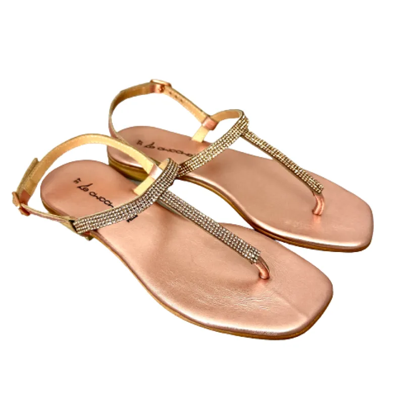 Flip-flop Jewel Sandal In Laminated Pink Leather