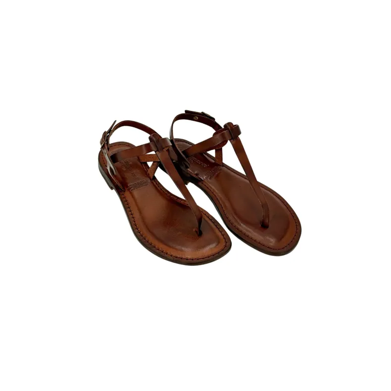 Flip-flop Sandal In Dark Brown Leather Mod. 9915