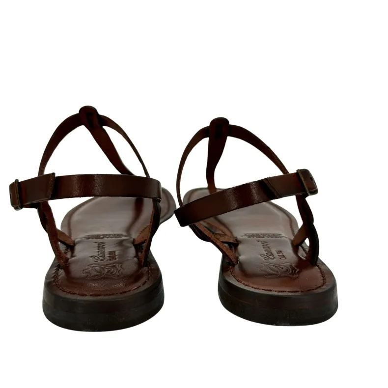 Flip-flop Sandal In Dark Brown Leather Mod. 9915
