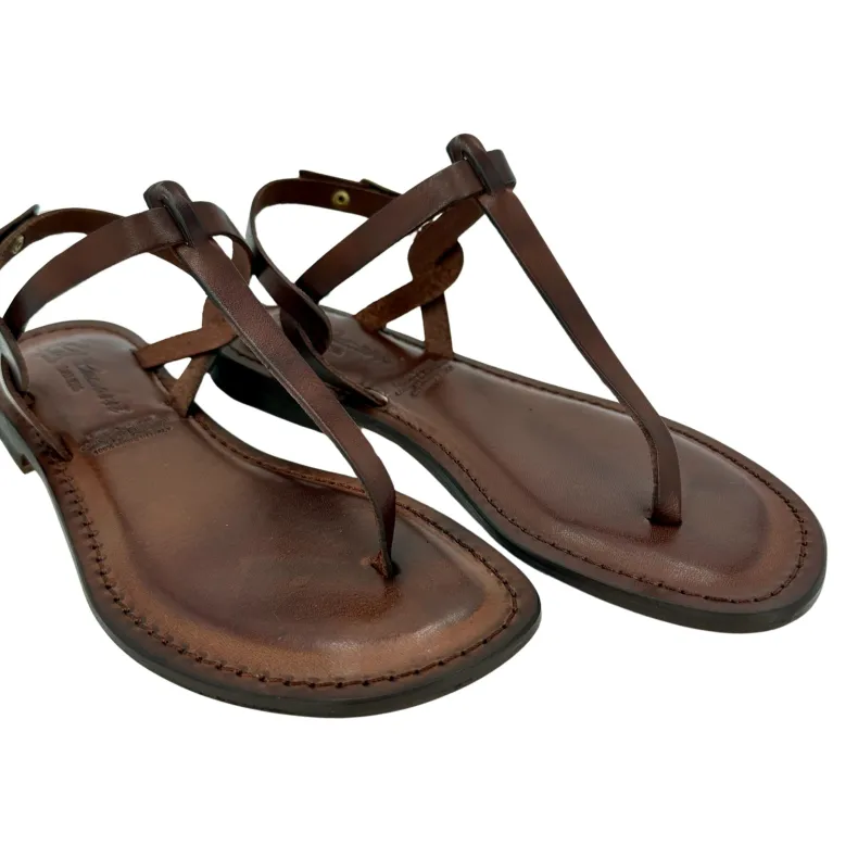 Flip-flop Sandal In Dark Brown Leather Mod. 9915