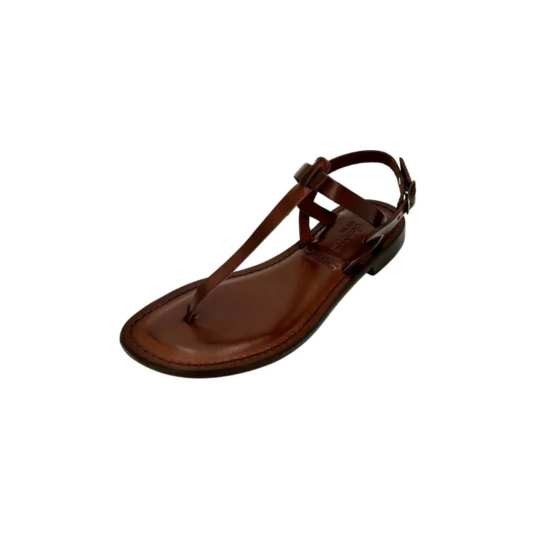Flip-flop Sandal In Dark Brown Leather Mod. 9915