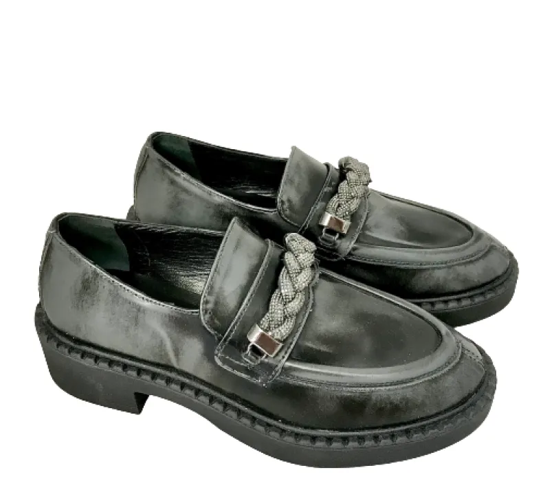 Gray Moccasin In Abrasive Leather