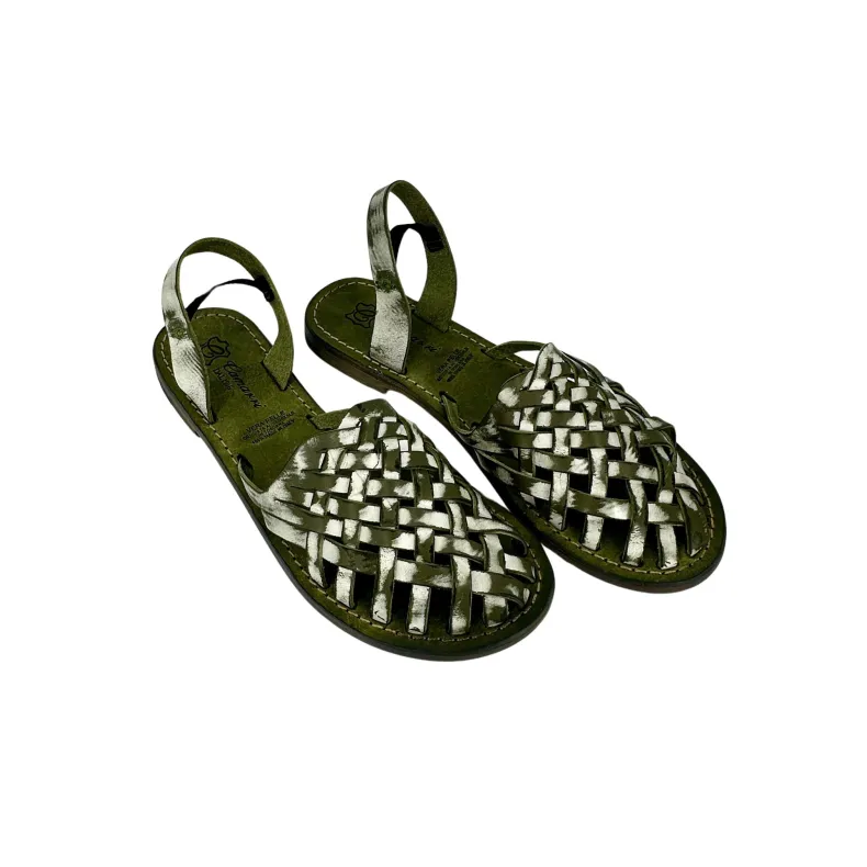Green Woven Leather Sandal Mod. Ibiza