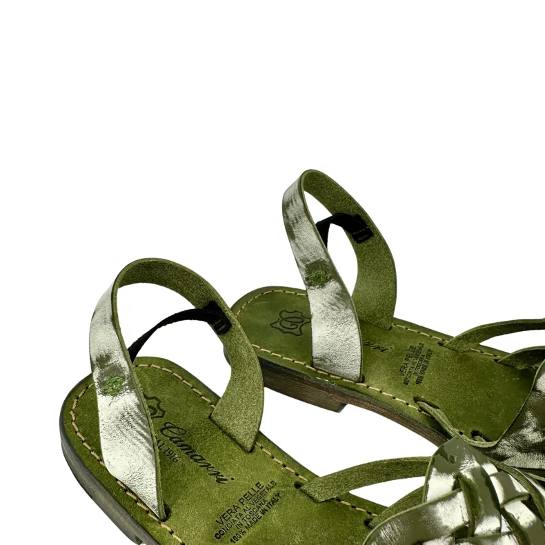 Green Woven Leather Sandal Mod. Ibiza