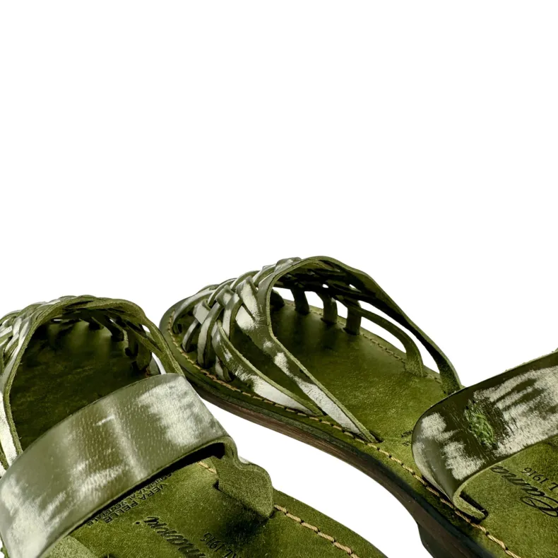 Green Woven Leather Sandal Mod. Ibiza