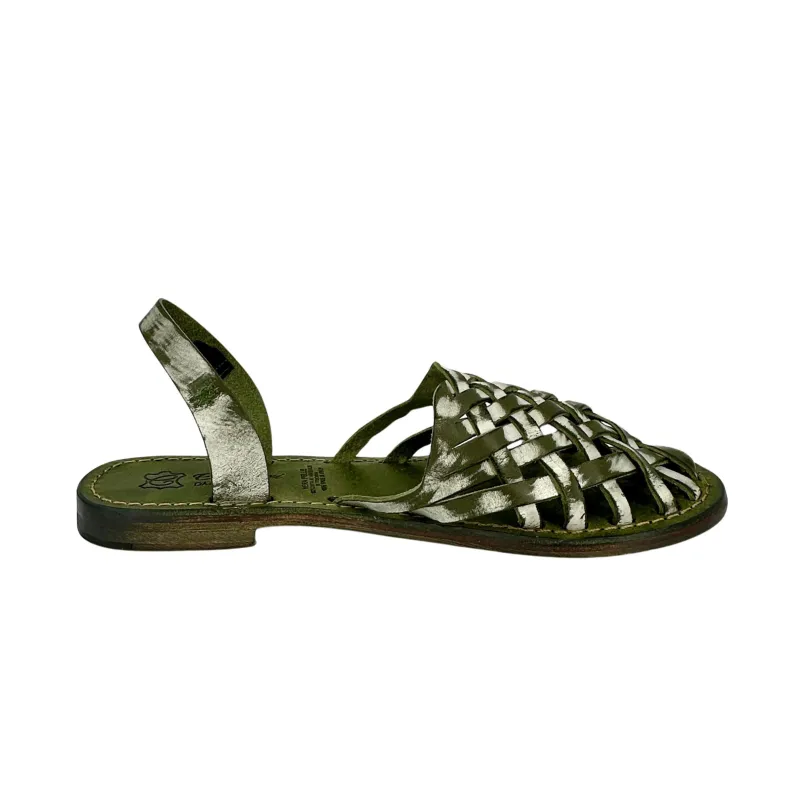 Green Woven Leather Sandal Mod. Ibiza