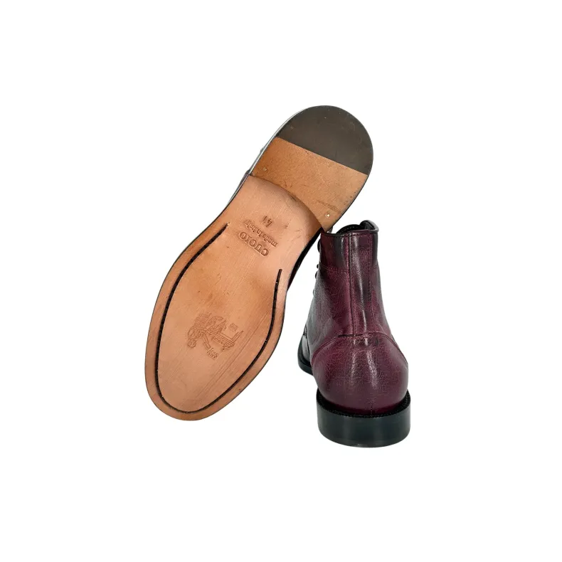 Handcrafted Amphibian In Burgundy Buffalo