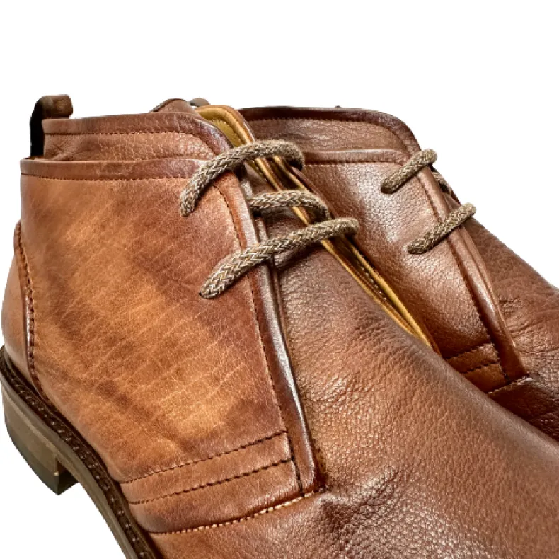 Handcrafted Ankle Boot In Dipped Buffalo Leather