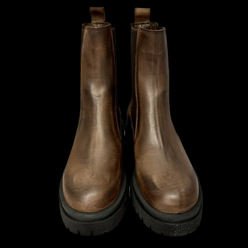 Handcrafted Beatles In Brushed Dark Brown Leather