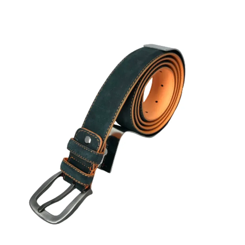 Handcrafted Blue Nubuck Belt 9011