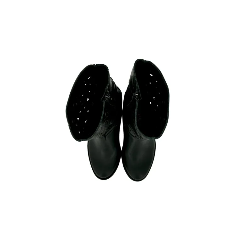 Handcrafted Boot In Black Lasered Nubuck Leather