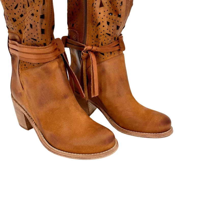 Handcrafted Boot In Lasered Nubuck Leather