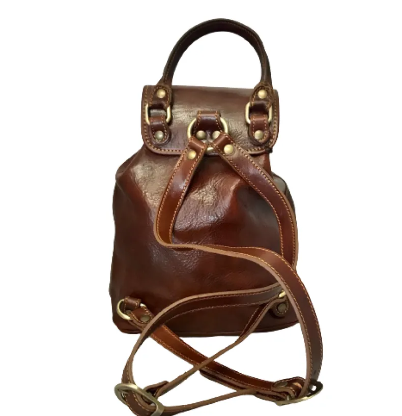 Handcrafted Dark Brown Bucket Backpack