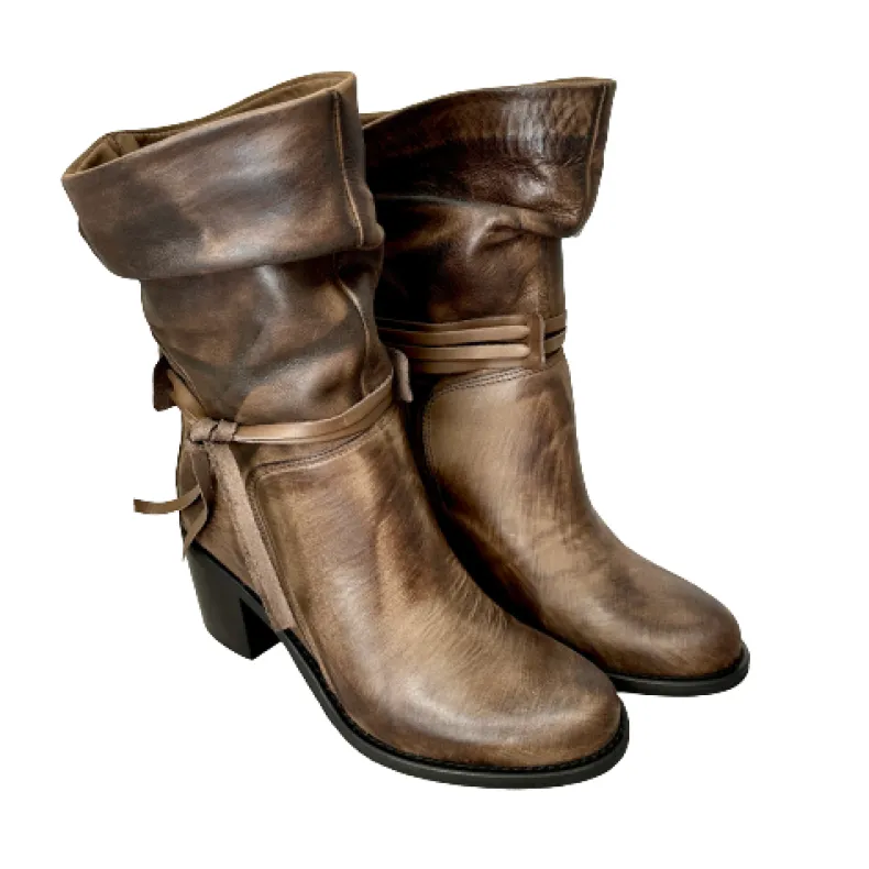 Handcrafted Dark Brown Brushed Boot