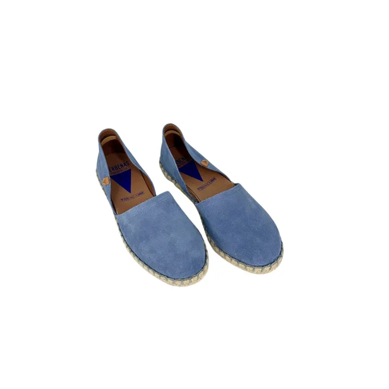 Handcrafted Espadrilles In Turquoise Verbenas Suede