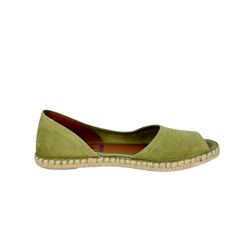 Handcrafted Espadrilles In Sage Green Verbenas Suede