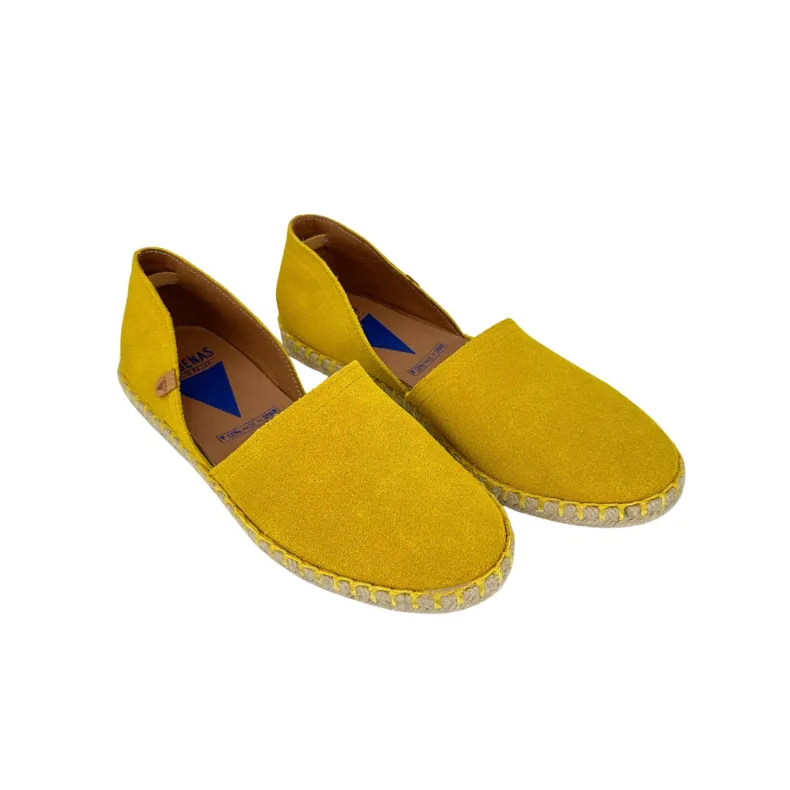 Handcrafted Espadrilles In Yellow Verbenas Suede
