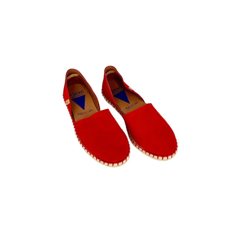Handcrafted Espadrilles In Red Verbenas Suede