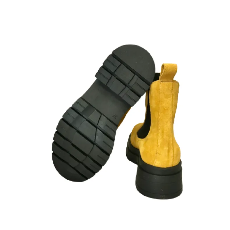 Handcrafted Low Beatles In Ocher Suede