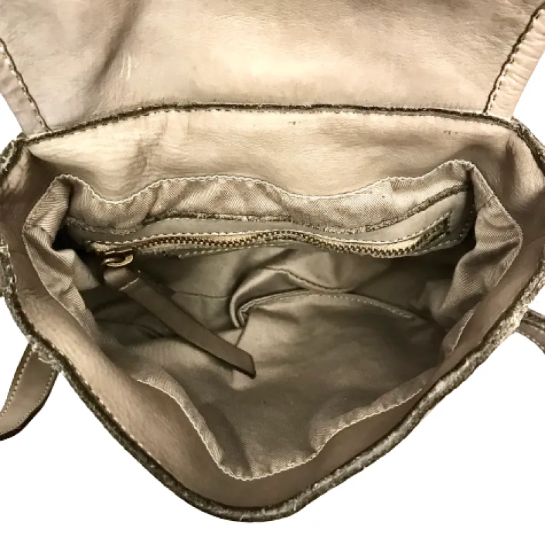 Handcrafted Mini Bag In Woven Leather And Studs