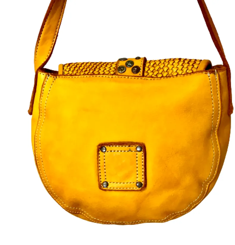 Handcrafted Mini Bag In Woven Leather And Studs