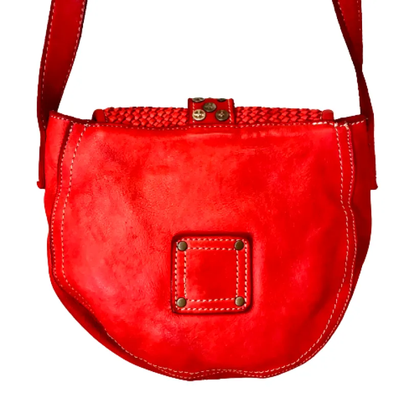 Handcrafted Mini Bag In Woven Leather And Studs