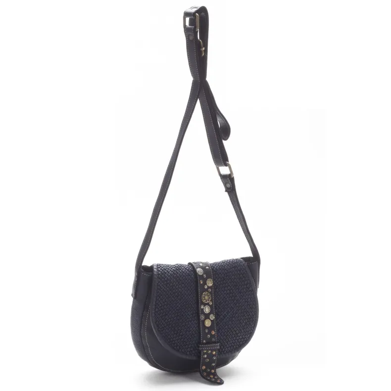 Handcrafted Mini Bag In Woven Leather And Studs