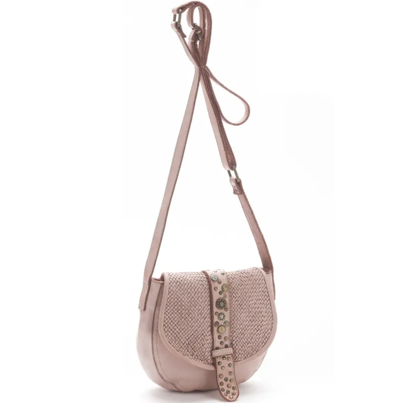 Handcrafted Mini Bag In Woven Leather And Studs