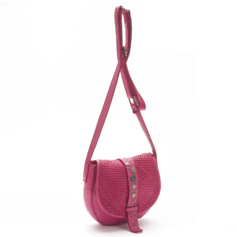 Handcrafted Mini Bag In Woven Leather And Studs