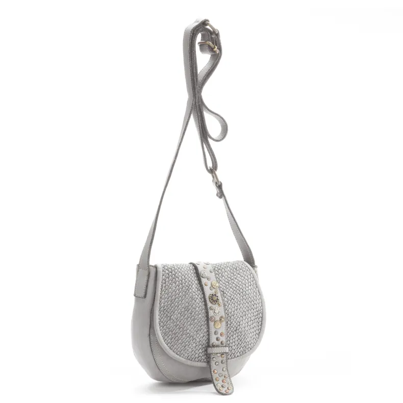 Handcrafted Mini Bag In Woven Leather And Studs