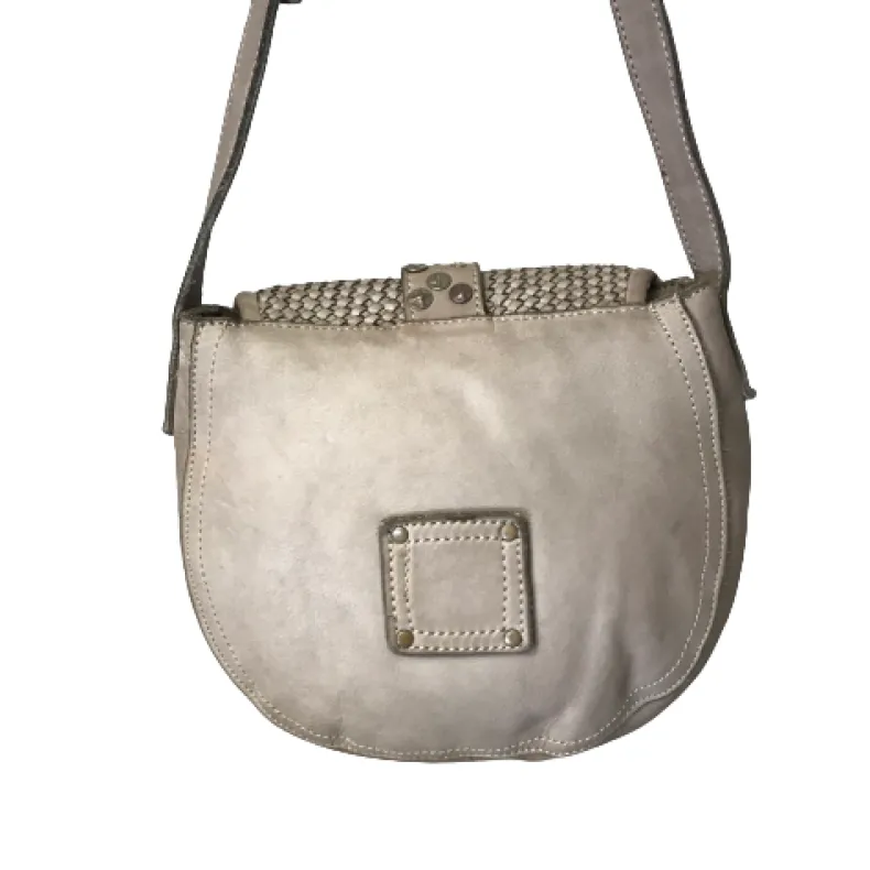 Handcrafted Mini Bag In Woven Leather And Studs