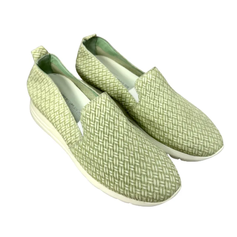 Handcrafted Moccasin Sneakers With Green Woven Effect