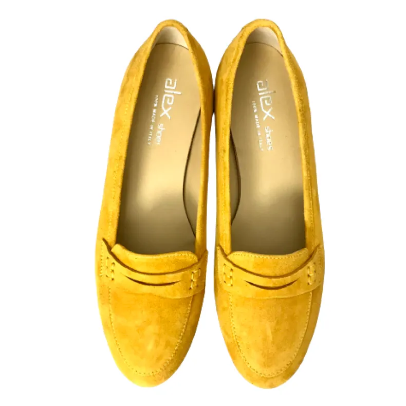 Handcrafted Moccasin In Yellow Suede