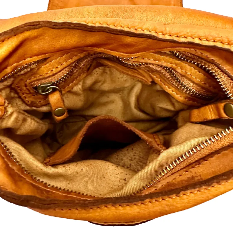 Handcrafted Purse In Washed Leather