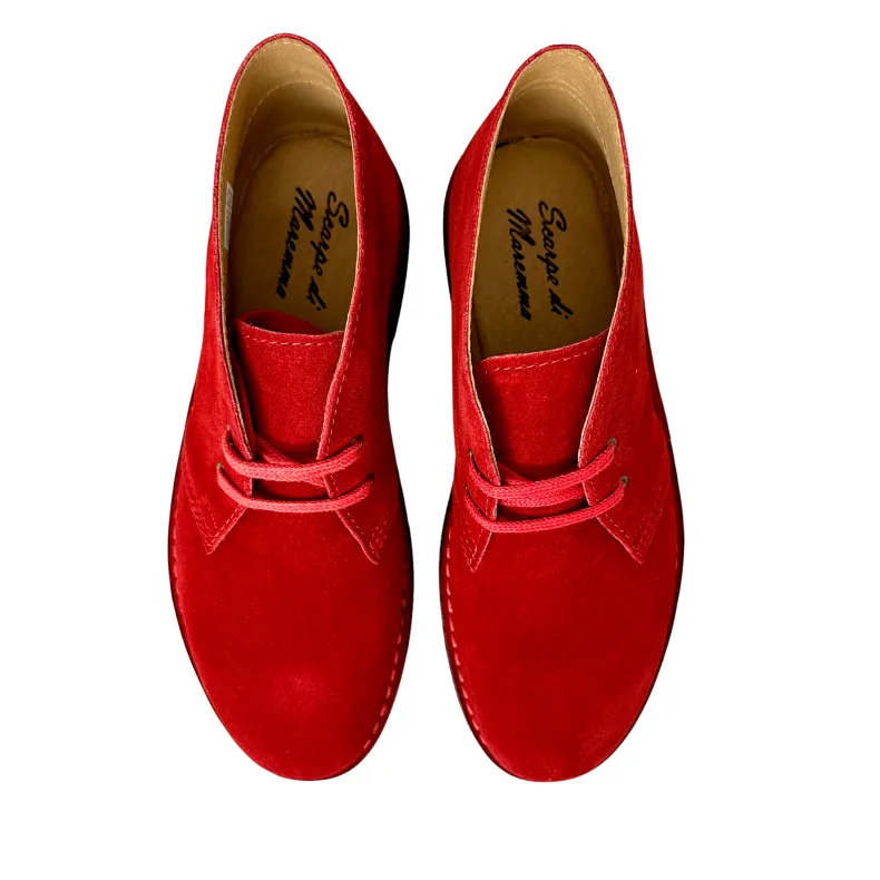 Handcrafted Red Ankle Boot With Leather Interior