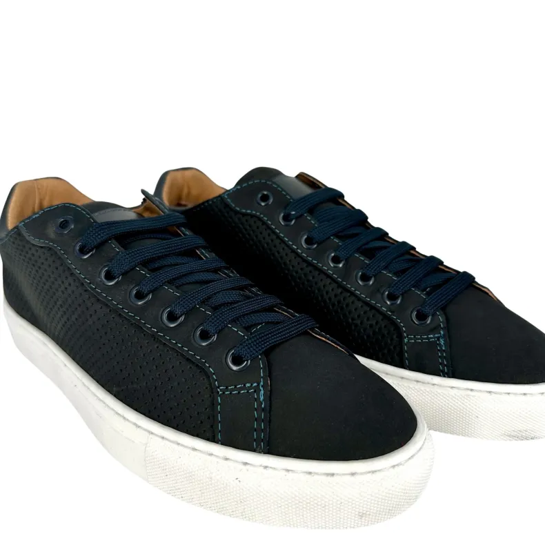Handcrafted Sneaker In Blue Nubuck