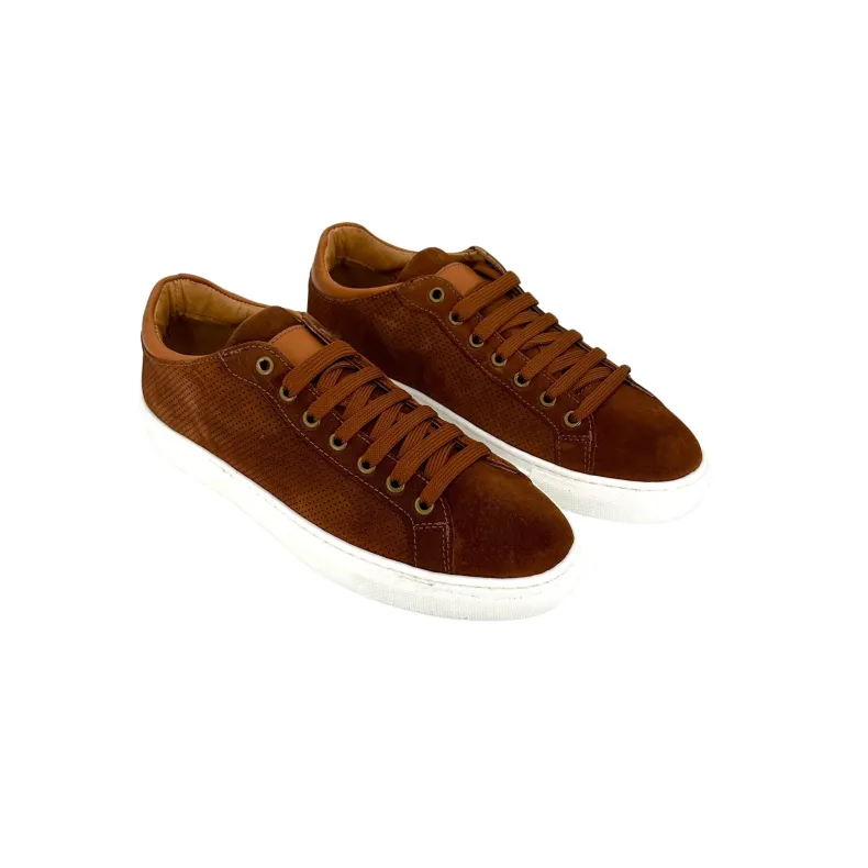 Handcrafted Sneakers In Perforated Leather Suede