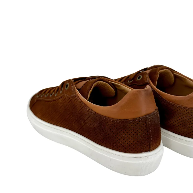 Handcrafted Sneakers In Perforated Leather Suede