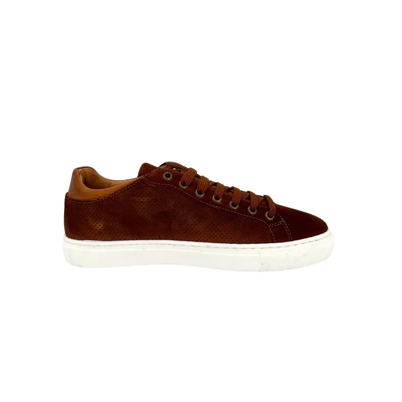 Handcrafted Sneakers In Perforated Leather Suede